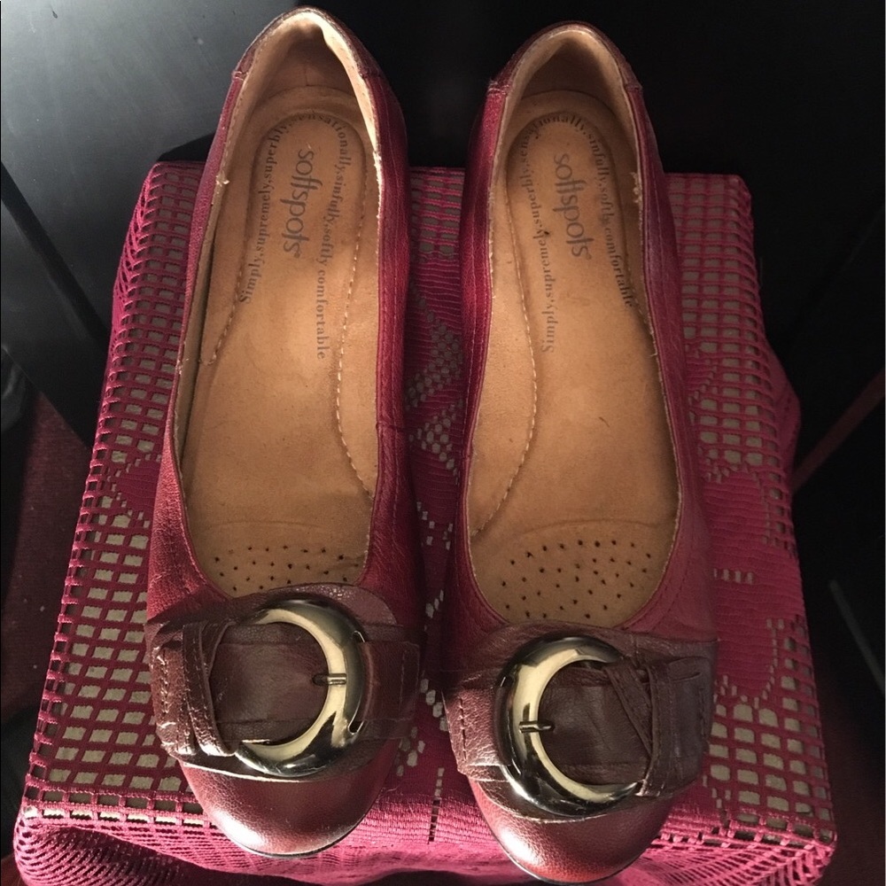 Soft spots Maroon and black slip on